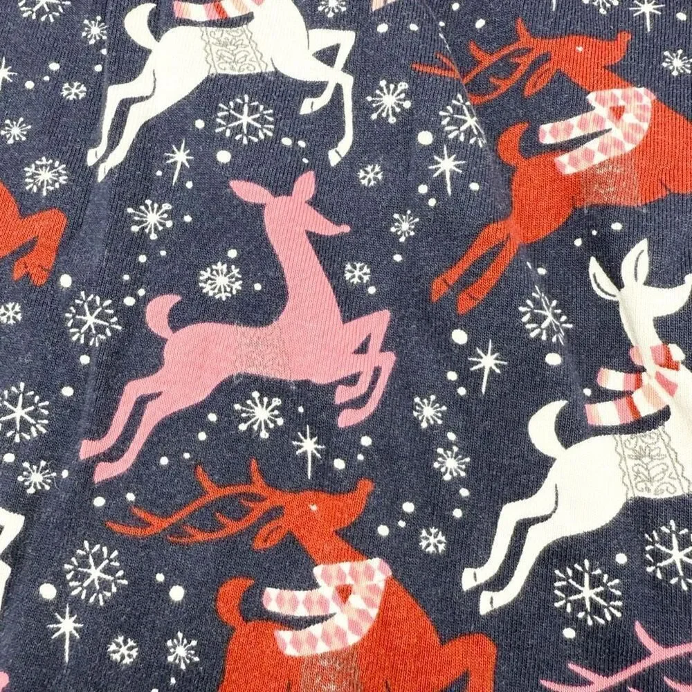 Hanna Andersson Long Johns Holiday Pajama Set Reindeer Print - Kids US 12 / EU 1